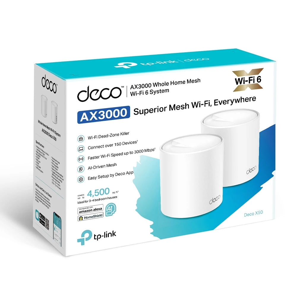 TP-Link Deco X50 AX3000 Dual-Band WiFi 6 Mesh System (2-Pack)